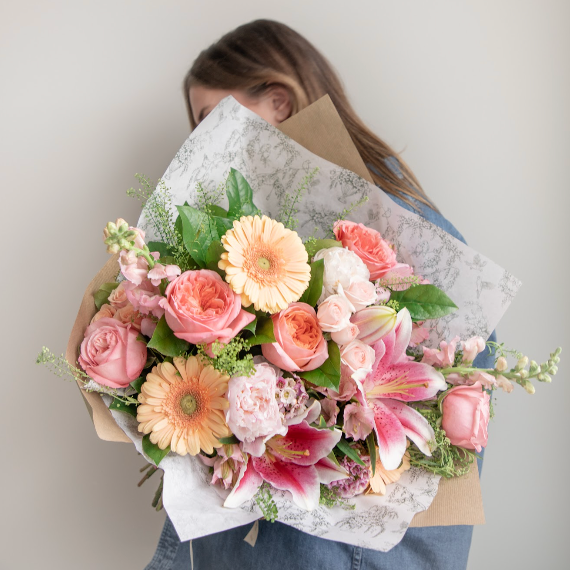 Eternal Love Bouquet - pink and peachy bouquet from Lovebird Flowers