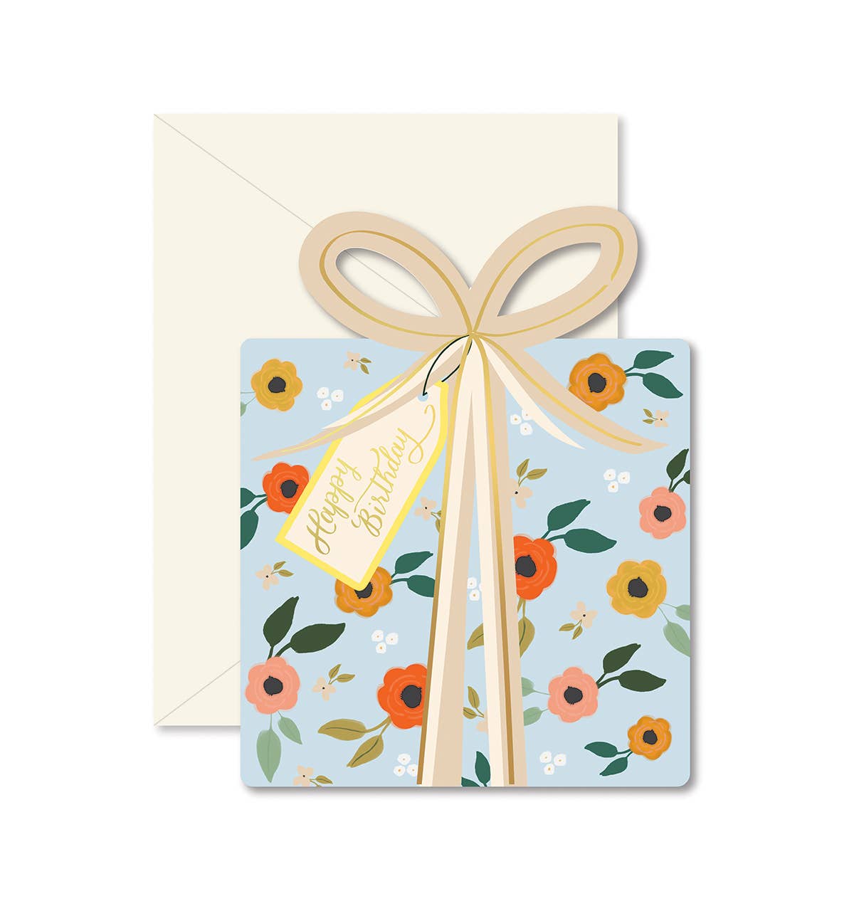 Blue Floral Birthday Gift Greeting Card